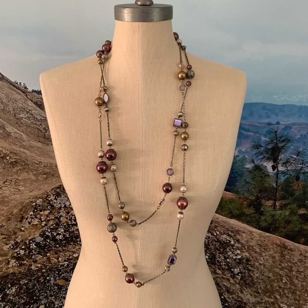 Women’s Purple and Gold Beaded Necklace